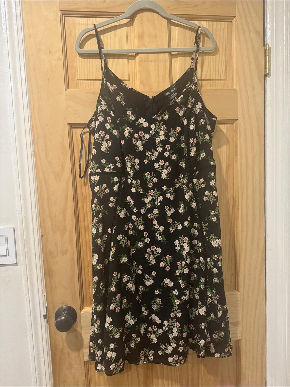 City Chic Black Floral Slip Dress
